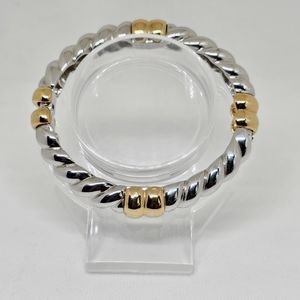 GIVENCHY Two Tone Gold Plated Bangle Bracelet 6.5"